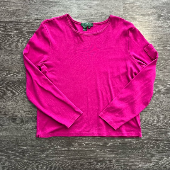 Lauren Ralph Lauren Sweaters - Lauren Ralph Lauren 100% Cotton Fuchsia Long-Sleeve with Utility Pocket